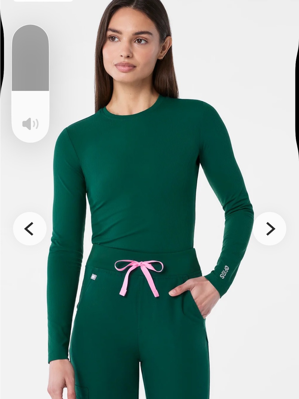 Long Sleeve Ribbed Crewneck Top - Green